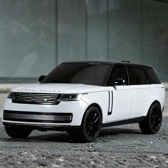 Toy Car Model 1/24 Diecast Cars Compatible with Land Rover Range Rover Off-Road SUV Model Car Kits for Adults and Boys Metal Toy Cars for Kids Age 3+ Pull Back Cars with Lights and Sounds（Black-White）
