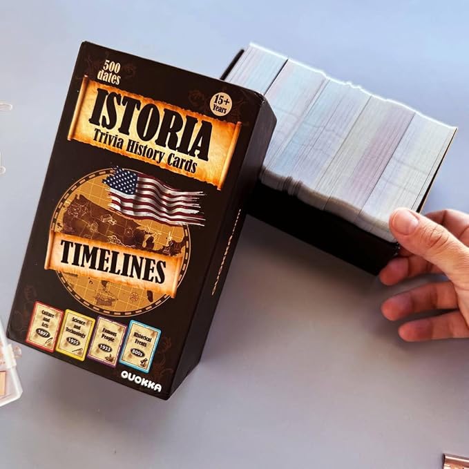 Quokka USA History & Personality Board Card Game - Istoria 500 Trivia Cards Double-Sided Deck - Fun Educational Trivia Games for Adults, Friends & Family Night - Ages 15+