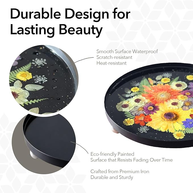 Auraeve All-in-One Resin Tray Craft Kit for Adults, Black-Pro, 11.8" | 54Pcs Real Flowers, 13.5OZ Epoxy Resin, Metal Tray, Gift for Craft Lovers, Create a Unique Trinket Organizer, Décor