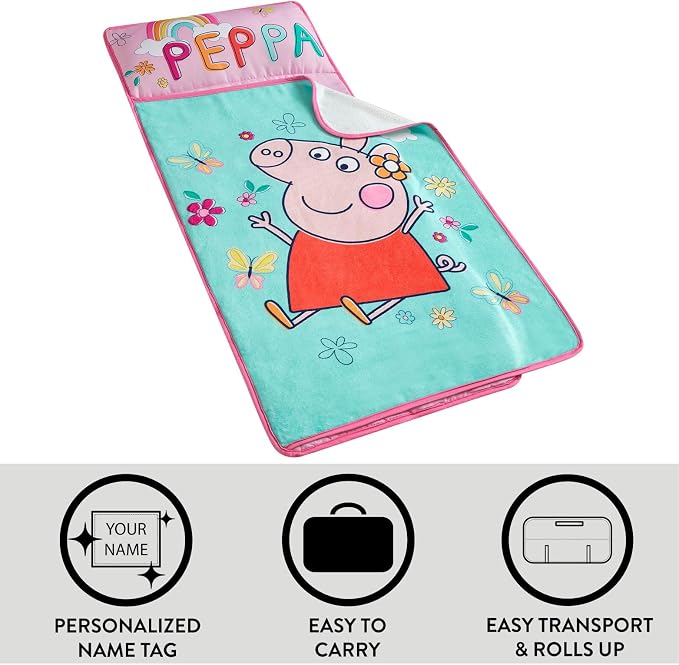 Super Soft Plush Toddler Quilted Nap Mat with Built in Blanket and Pillow