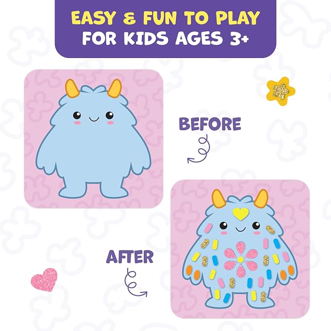 Clever Fox Play Foam Art Kit for Kids Ages 3-5 – Mess-Free Foam Arts & Crafts – Fun Non Messy Craft with 10 Pictures & 1,000+ Foam Stickers – Screen-Free Creative Play for Toddler & Preschool