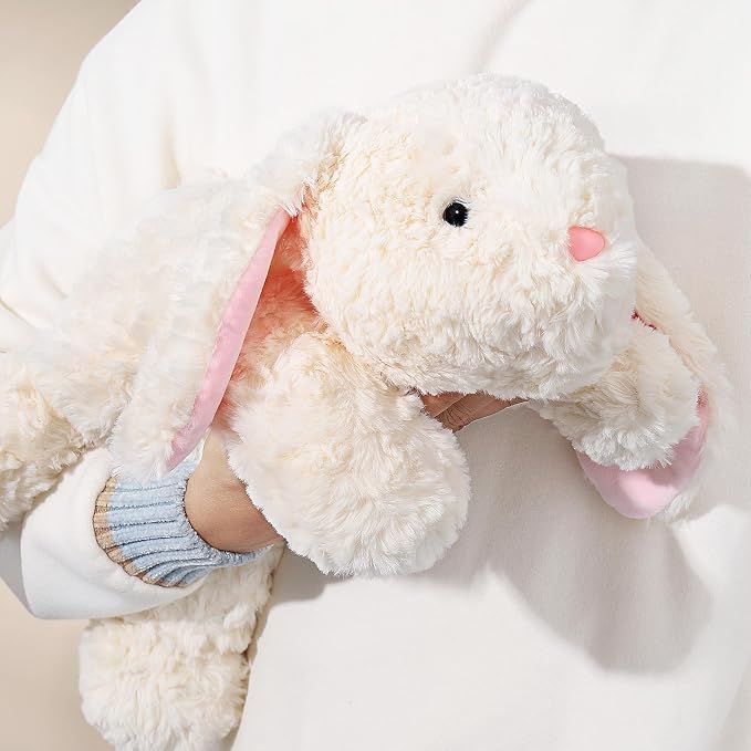 Large Weighted Rabbit Stuffed Animal 27.5" 5Lbs, Sturdy and Fluffy Beige Rabbit Plush Toy for Adutls Cuddle, Cute Plushy Hugging Pillow Toy for Adutls