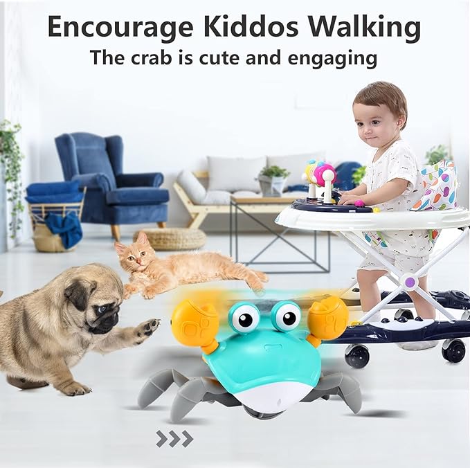Crawling Crab Baby Toys 6–12 Months, Tummy Time Toys for Babies with Music and Lights, Interactive Infant toy for Crawling, Walking and Early Development, 1st Birthday Gift for Toddlers 1–3