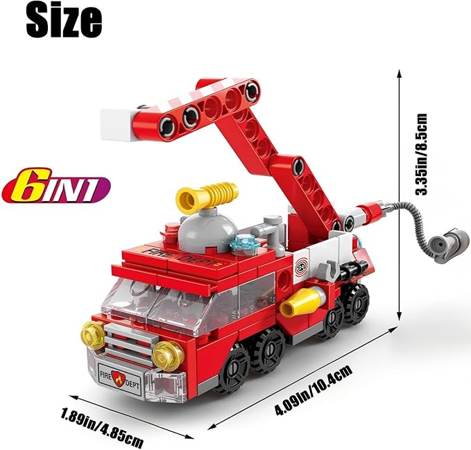 City fire Truck Building Block Toy (142 PCS) – 7-in-1 Fire Truck & Rescue Set, STEM Learning Toys for Kids Ages 6-12, Creative Construction Kit for Birthday Gifts