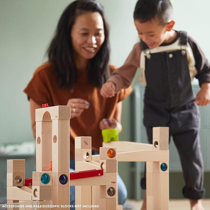 HABA Wooden Marble Run Ball Track Set, STEM Toy for 4-10 Year Olds and Educational Building Set with 42 Pieces, Fun Marble Maze Game, Made in Germany
