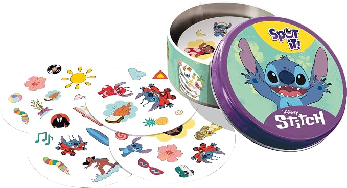 Asmodee Spot It! Disney Stitch - Quick Observation Card Game Featuring Beloved Characters, Fun Matching Game for Kids and Adults, Ages 6+, 2-8 Players, 15 Minute Playtime