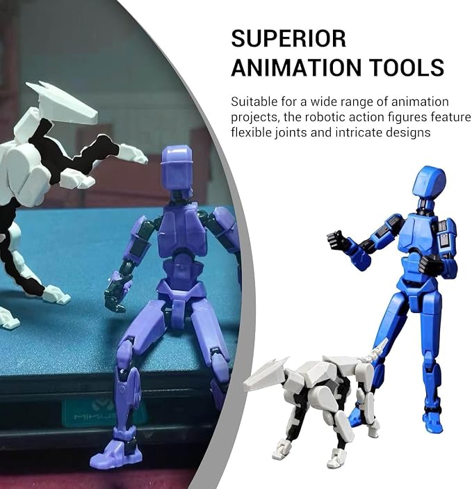 6 Pack T13 Action Figures Updated Assembly, Titan 13 Action Figure, Dummy 13 Figure Set,Nova 13 Robot Toy, Lucky 13 Action Figure 3D Printed Multi-Jointed Movable, Birthday Gift for Kids Boy