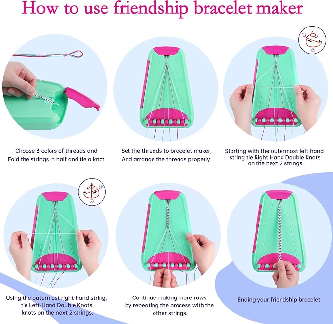 Rdfmy Friendship Bracelet Making Kit for Girls — DIY String Bracelet Maker with Letter Beads, Arts and Crafts Jewelry Kit for Kids Ages 6-12, Birthday Summer Camp Gifts for Teens Green