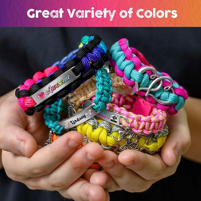 Glittery Garden Paracord Bracelet Making Kit with Charms. Art & Craft Gift | Make Your Own Friendship & Fashion Jewelry for Birthday, Camp & Project Activity for Girls Ages 8-12