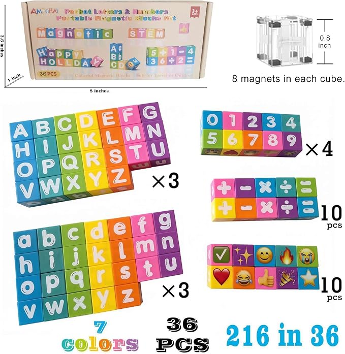 Magnetic Letters Blocks Alphabet & Numbers Blocks ABC Learning Toys for Kids Preschool Educational Kit Alphabet Magnets Birthday Gifts for Boys Girls 3+