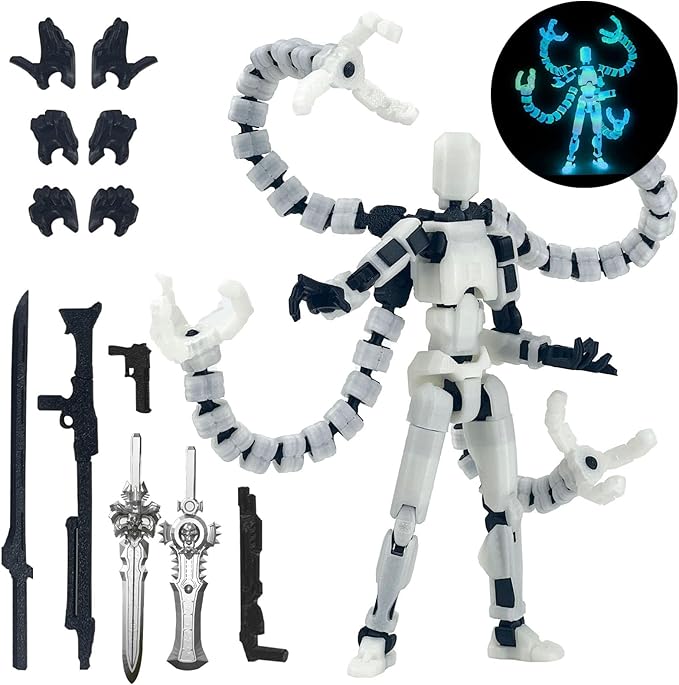 T13 Already Assembled Action Figure Accessories,T13 Multi-Jointed Movable,for Collectors Desktop Decorations t-13 Movability 3D Printed Toys (Luminous, 5.5inch)