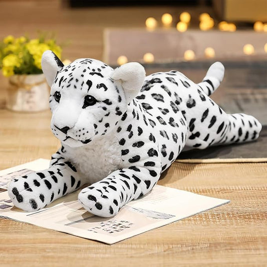Snow Leopard Plush White 19" Large Snow Leopard Stuffed Animal Pillow Cute Soft Plush Toys Realistic Deocr Birthday Graduation Gifts for Kids Boys Girls