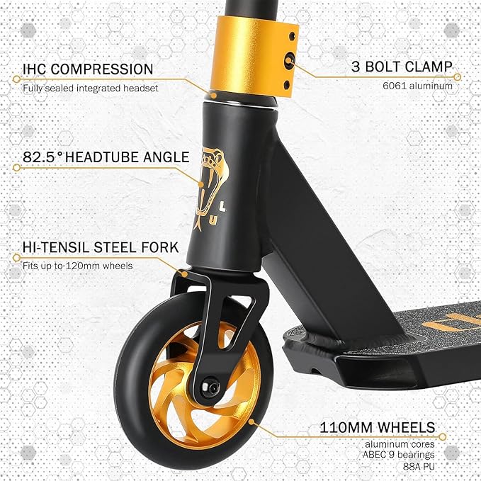 Vokul K1 Pro Stunt Scooter - Intermediate & Beginner Freestyle Scooter for Kids 8+, Teens, Adults - Quality Kick Scooter for Boys & Girls (DYNO01-BLK)