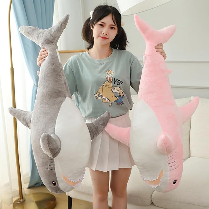 Ryttir 31 Inch XXL Giant Shark Stuffed Animals,Chubbier Shark Pillow Soft Shark Plush Shark Body Pillow Stuffed Shark Décor, Perfect Chrismas Stress Relief Gift for Kids Women