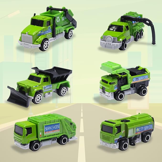 Oriate Sanitation Educational Mini Die-cast Car Model Set 1:64, Sewage Suction Cleaning Car, Garbage Trucks & Other Indoor & Outdoor Toy Car, Christmas, Birthday Easter Gifts for Boys and Girls 3+