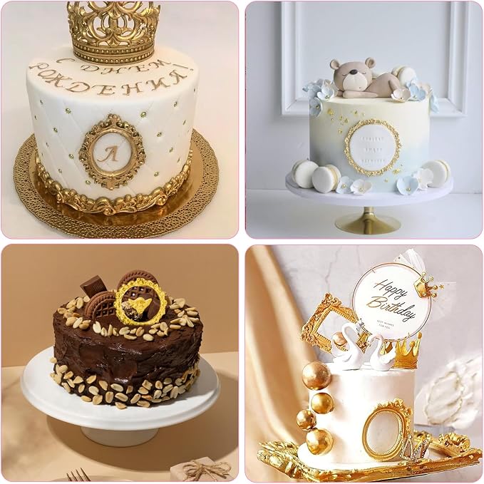 JJUNW 4 Pcs Photo Frame Silicone Molds, Baroque Style Air Dry Clay Molds, Mini Frame Molds Silicone for Cupcake Topper Cake Decoration Chocolate Candy Polymer Clay