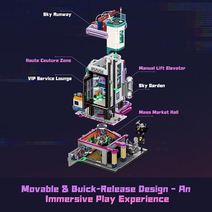 Lumibricks Cyber Couture Galleria Building Set - Cyberpunk Neon City Future Style Toy with Light Kit for Home Decor - Amazing Gift Idea for Boys & Girls, Adults & Sci-fi Lovers, 2701 Pcs