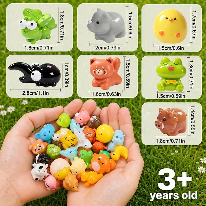 DIYDEC 85pcs Mini Resin Animal, Miniature Figures to Hide Little Tiny Resin Animal Small Duck Toys for Party Favors Bag Fillers Fairy Garden Dollhouse Crafts Decor