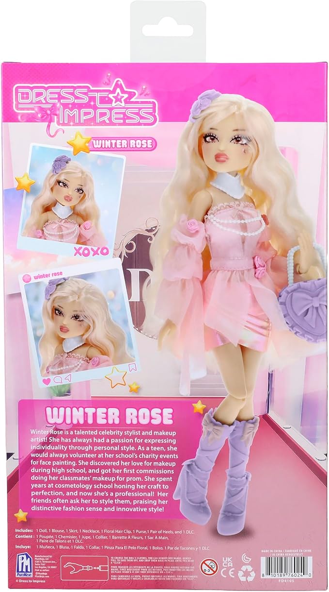 PhatMojo Dress to Impress - Winter Rose Fashion Doll - Series 1-11.5-Inch Tall - Includes DLC Code Redeemable on Roblox - Officially Licensed Doll