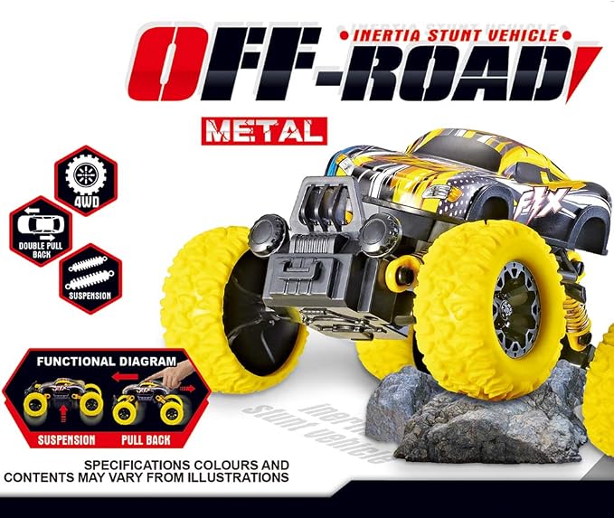 Toy Trucks for Boys Pull Back Cars for Toddlers, Alloy Toy Car Educational Toy Monster Trucks Inertia Car Toy for Boys Girls Toddler (Yellow)