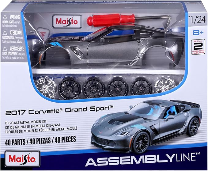 Maisto 1:24 Assembly Line 2017 Chevrolet Corvette Grand Sport - Grey