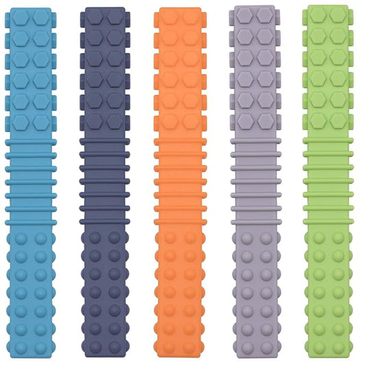 Xtra Tough Sensory Chew Toys for Autistic, 5 Pack Chew Toys for Aggressive Chewers Kids with ADHD, Autism, SPD, Silicone Chew Sticks Oral Motor Stimulation for Kids Sensory with Special Needs