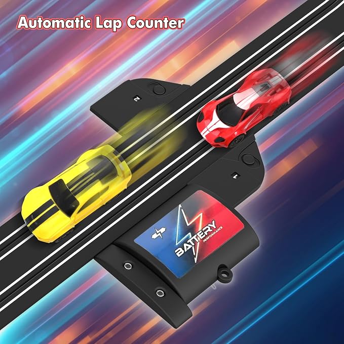 Slot Car Race Track 32Ft Electric Powered Racing Tracks Sets for Boys and Kids ,Dual Racing with 4 High Speed Cars and 2 Hand Controllers, Gift Toys for Children 6,7,8 Years Old