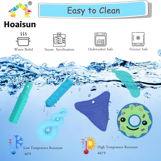 Hoaisun Chew Necklaces for Sensory Kids, 6 Pack Chewy Necklace Sensory for Kids with Autism, ADHD, SPD, Chewing, Oral Chew Toys Silicone Teething Necklace for Adults Reduces Chewing Fidgeting