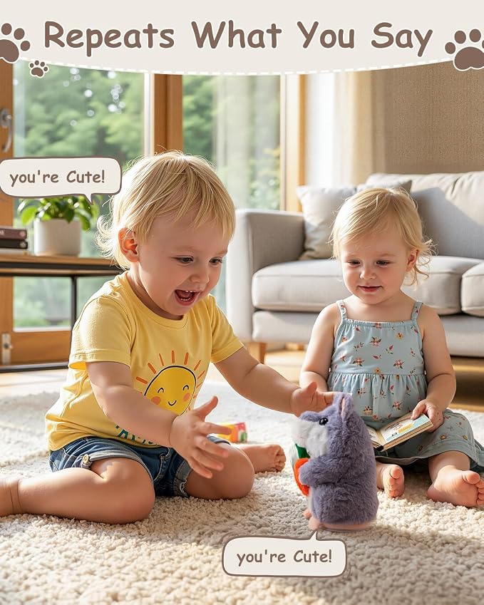 Ayeboovi Talking Hamster Repeats What You Say, Interactive Fun Autism Toys for Ages 3-6 Boys Girls Kids Toddler