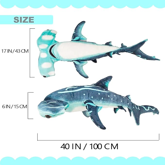 40 inch Hammerhead Shark Stuffed Animal - Giant Shark Plush Toy