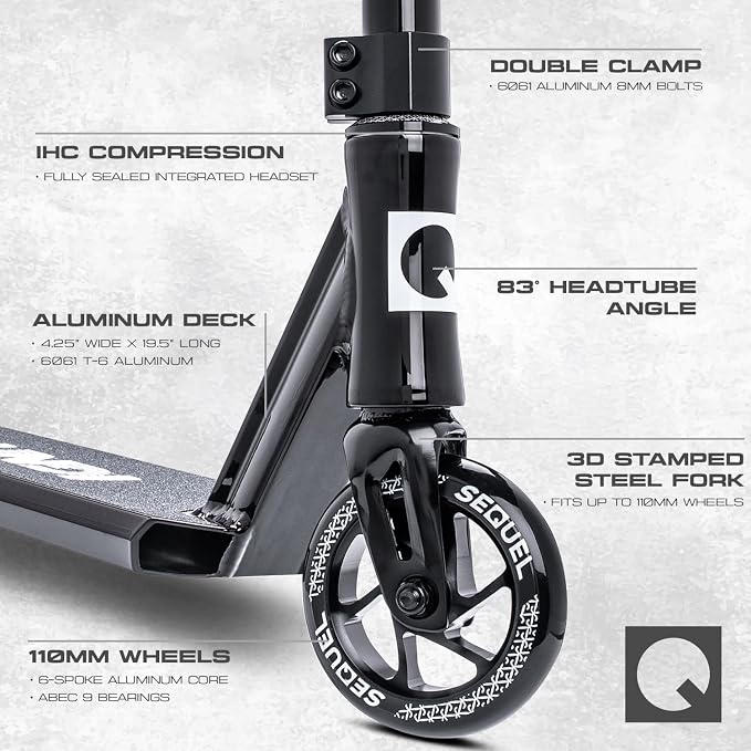 Sequel Ignite Pro Scooter, Pro Stunt Scooter Complete Trick Scooter for Kids 8+, Beginner Skatepark BMX Scooter