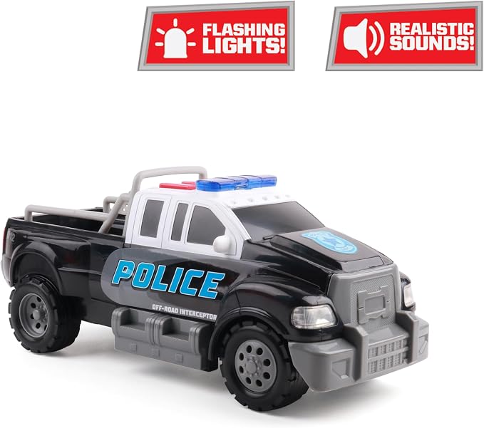 Mighty Fleet Rescue Force 12" Police Pickup Truck Toy with Realistic Lights & Sounds, Durable Construction and Batteries Included, Ages 3+