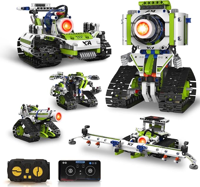 Robot Building Toys with Remote Control, STEM Christmas Birthday Gifts for Kids Boys Ages 8-13, 5 in 1 Science Kit Robotic Models with 337 Pieces
