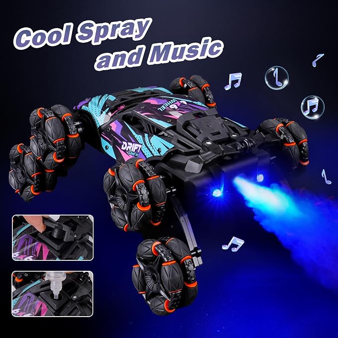 NEXBOX Cool 8 Wheels Hand Controlled RC Stunt Car Toys, Xmas Gifts and Birthday Presents for Kids, Gesture Sensing Remote Control Cars for Boys Age 6 7 8-10 11 12 Year Old