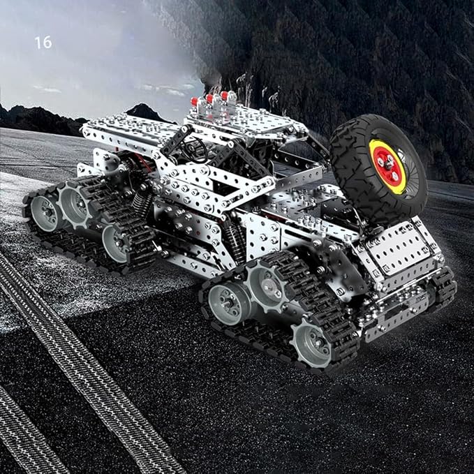 Building Sets Stem Assembly Metal 3-D Puzzle Off-Road Model Car Building Kit Construction Set Toys Assemble Remote Control Snowmobile 1929PCS/Included Motor