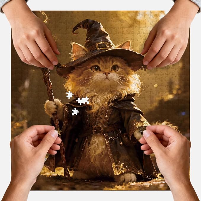 Puzzles for Adults with Letters on Back, 1024 Pieces | Magic Kitten Jigsaw Puzzles Impossible Puzzle Family Decoration Gift for Valentine Friends Parents (23.86 x 23.86 Inches)