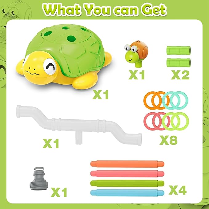 Sprinkler for Kids Water Toys: Airyard 3-in-1 Turtle Sprinkler Toys 360° Rotating Spray with Snail Plash Ring Toss Game for Backyard Outdoor Summer Toys Water Game Toys for Boys Girls Kids Ages 3-8