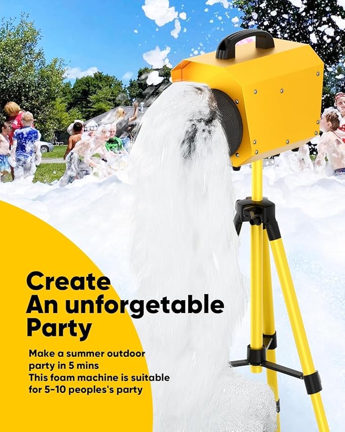 UPGREY Foam Machine for Parties, 3–5m Spray Cannon, Waterproof Foam Maker with Adjustable 4-Position Tripod Stand, Control Box & Pump for Birthday Parties