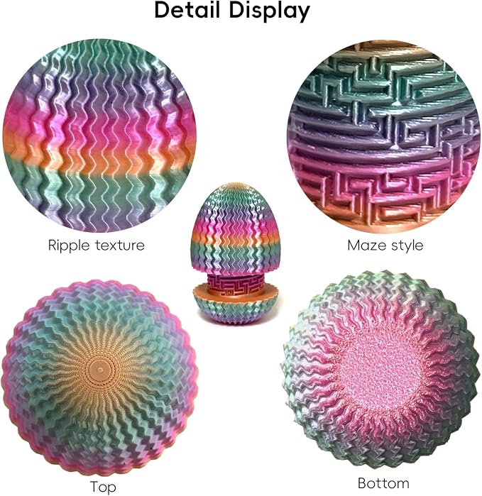 Money Puzzle Box for Cash Gift Card Holder - Reusable Secret Safe with 4 Unique Maze Egg Designs, 3D Printed Brain Teaser Game for Teens Adults, Easter Birthday Christmas Stocking Stuffer (Rainbow)