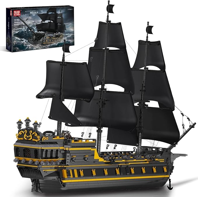 Mould King Pirate Ship Model Building Blocks Kits, Black Pearl Ship MOC Model Set to Build, Large Pirates Ship Boat Model Blocks Assembly Toy(5266 Pieces)