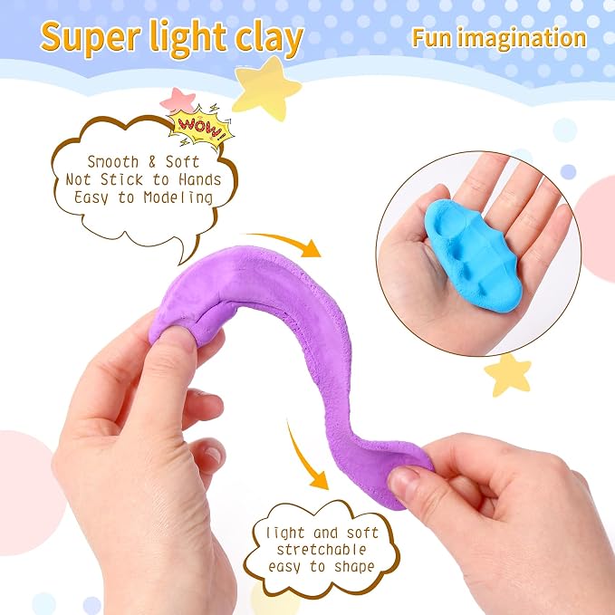 Air Dry Clay Kit, 36 Colors Modeling Clay with Tools | Ultra Light, Safe and Non-Toxic, 3 Sculpting Tools