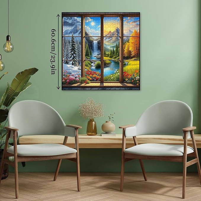 PICKFORU Season 1000 Piece Puzzle for Adults, A Year in a View Jigsaw Puzzles, Nature Art Mountain Scenery Puzzle as Wall Decor