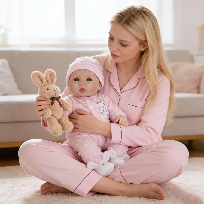 Milidool Reborn Baby Dolls Lifelike Girl Doll 18 inch Realistic Newborn Baby Doll Real Looking Silicone Baby Dolls Girl with Feeding Complete Accessories for 3+ Years Old Gifts