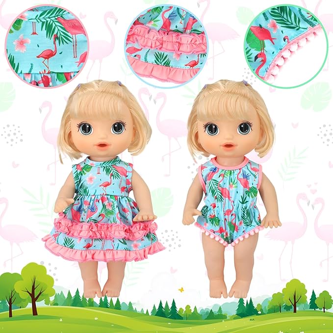 ECORELF 10 Set Alive Baby Doll Clothes, Doll Clothes and Accessories for 10-12 Inch Girl Dolls Outfits Include Cute Jumpsuit, Skirts