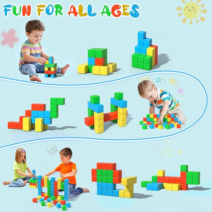 Magnetic Blocks, 28PCS Magnetic Building Blocks, 1.34 inch 3D Cubes for Toddlers, Preschool Educational Construction Kit, Sensory Montessori Toys Kids Blocks for Boys Girls