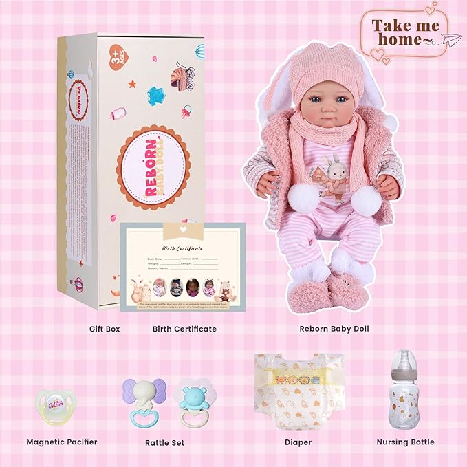BABESIDE Reborn Baby Dolls - 17 Inch Soft Body Realistic Baby Doll Girl Lovely Awake Hand Painted Hair Girl Bebe Reborn de Silicona Real Life Baby Dolls with Gift Box for Kids Age 3+ Collectors
