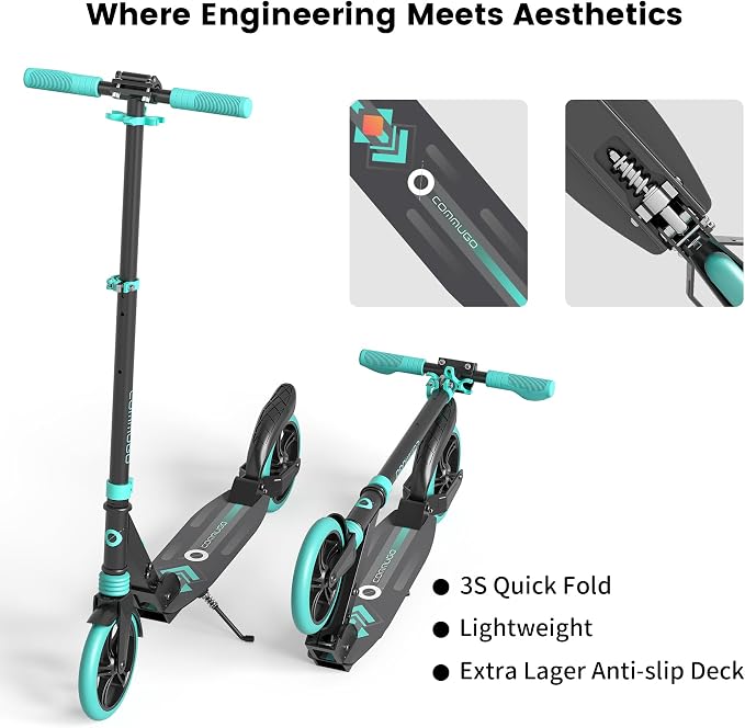Kick Scooter for Kids 5-12, Teens, Adults, CPSC Certified Foldable Lightweight Sport Scooter with 8 Inch Wheels, Max Load 240 LBS, Gift for Childs