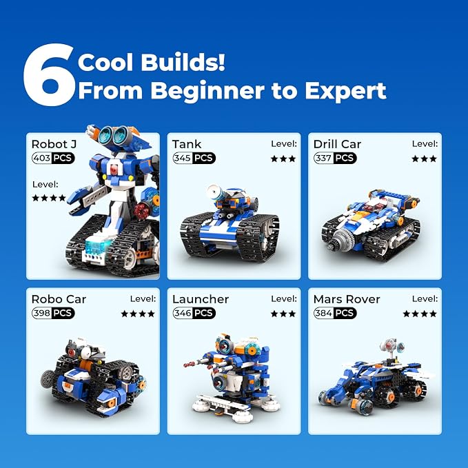 Apitor STEM Robot Toy 6-in-1 Robot Building Kit for Boys Age 8-12, APP Remote Control STEM Coding Toys, Educational Robotics Gifts for Boys Girls Kids Ages 7 8 9 10 11 12 (480 Pieces)