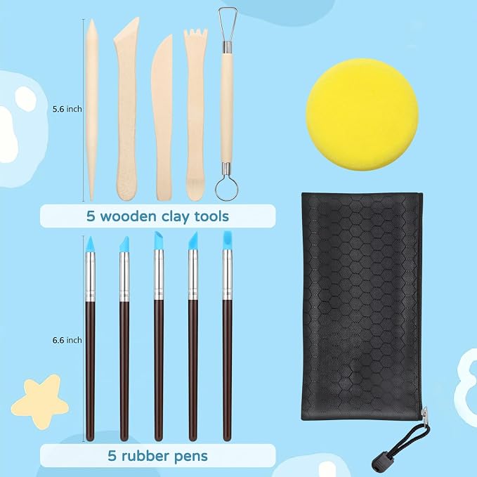ZEHIQ Premium Air Dry Clay Kit, 6.6LBs Natural White Pottery Clay with 25 Pcs Clay Sculpting Tools, Modeling Clay for Pottery Wheel & Craft Projects, Ideal for All Skill Levels (White & Tools)