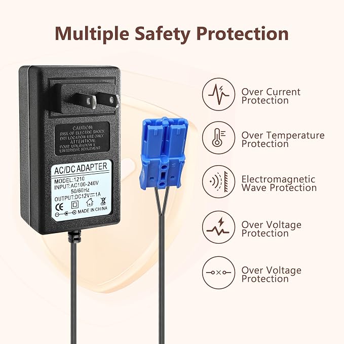 12V Battery Charger with Blue Plug for Kid Trax Ride-On Toys Compatible with Scout Pony Disney Cars Dodge Ram Mickey Minnie Rideamales Scout Pony Josie Unicorn